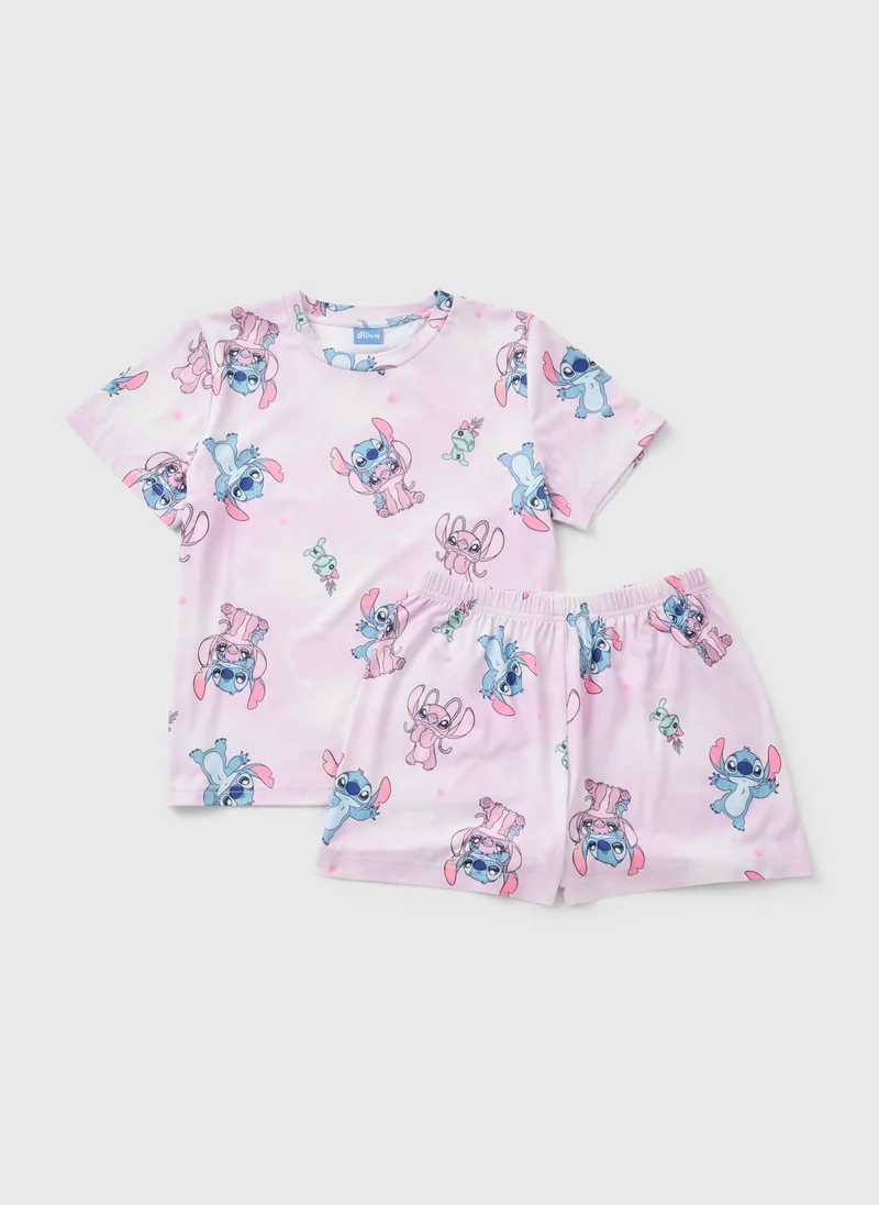 ماتلان Disney Girls Lilac Stitch Short Pyjama Set